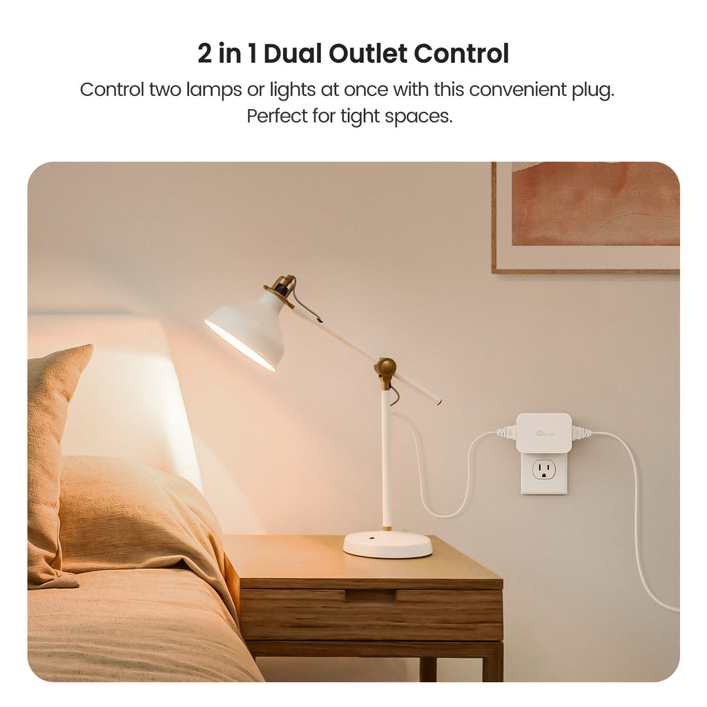 TREATLIFE 2-in-1 Dimmer Plug with Remote Up to 100FT Range for Dimmable Lights, Max Power 300W