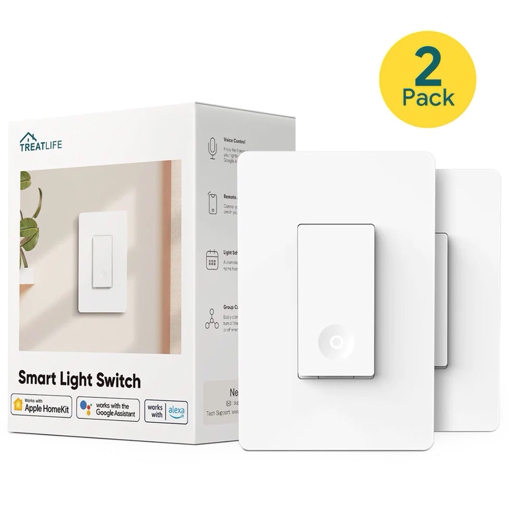 MoesGo WiFi Wall Push Button Smart Light Switch,Multi-Control, 2.4GHz WiFi  Light Switches, Neutral Wire Required,Remote Control Smart Life/Tuya, Work