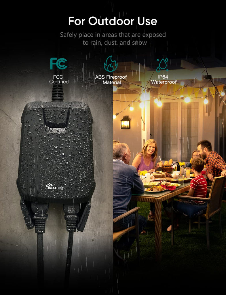 Outdoor Smart Plug Waterproof - Alexa Plugs Outdoor Dual Outlets, Timer WiFi  Plug Compatible with  Alexa and Google Home, No Hub Required, Android  or iOS APP Control Anywhere 